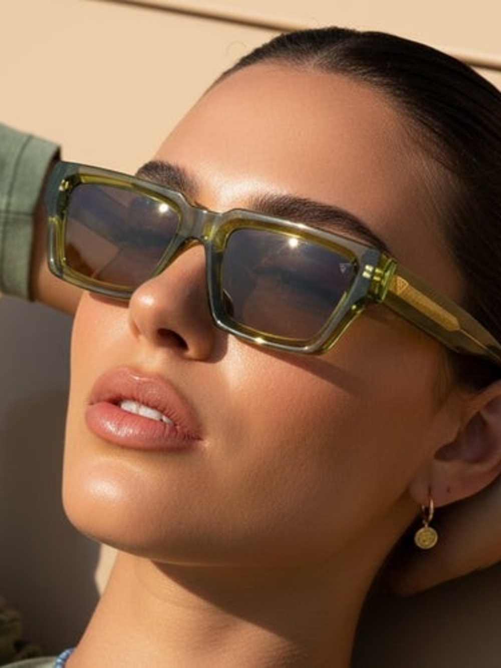 Hyperlight Olive Green Rectangular Unisex Sunglasses